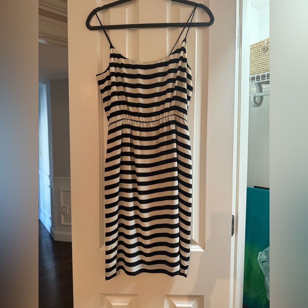 100% silk stripe jcrew dress